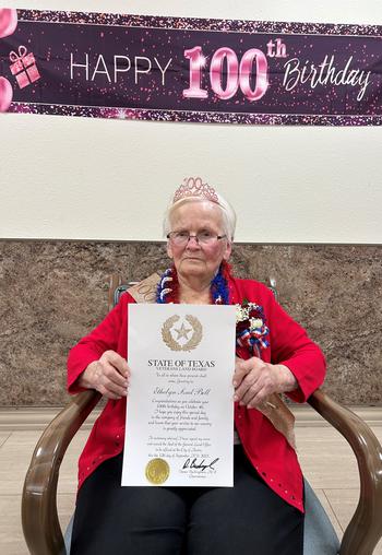 World War II veteran Ethelyn Szad Bell of Bonham, Texas, received more than 7,200 cards for her 100th birthday on Oct. 4.