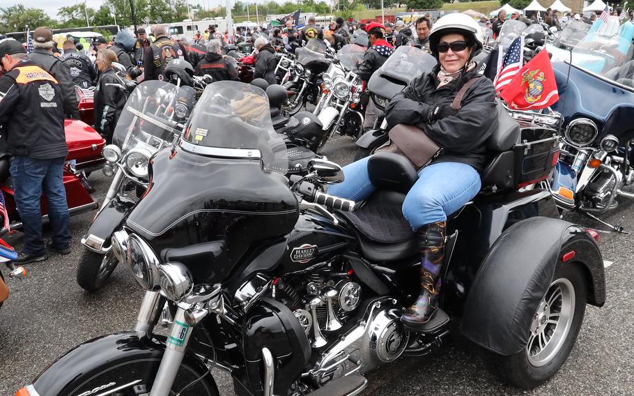 A participant in the Rolling to Remember ride awaits the signal to start at the RFK Stadium staging area, May 30, 2021 in Washington, D.C..