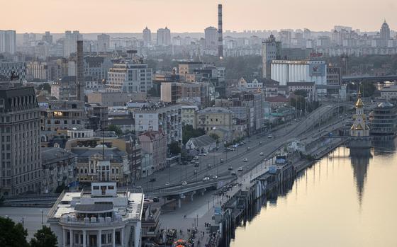 A near empty highway along the Dnipro River in Kyiv, on Monday, June 27, 2022. MUST CREDIT: Andrew Kravchenko/Bloomberg