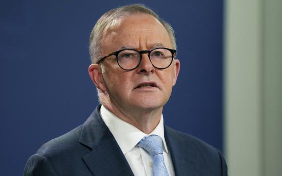 Australian Prime Minister Anthony Albanese speaks during a press ...