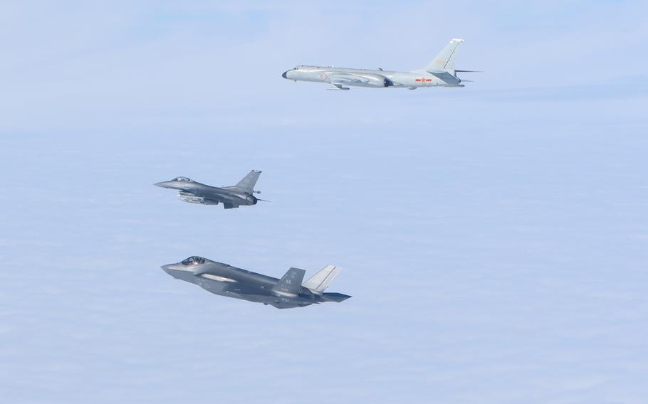 Two CF-18 Hornets, two F-35 Lighting II and two F-16 Fighting Falcons fighter jets from NORAD identified and intercepted two Russian TU-95 and two Chinese H-6 military aircraft operating in the Alaska Air Defense Identification Zone on July 24, 2024. 