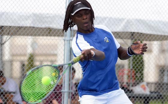 Yokota's Jai Bailey reached the Far East tournament boys Division II doubles final with his partner, defending Far East singles champion Ryunosuke Roesch.