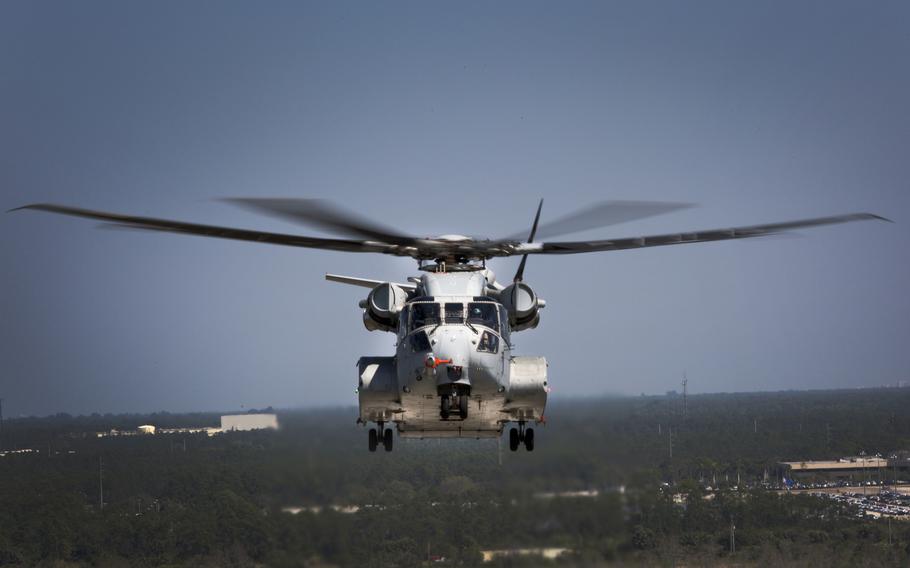 The CH-53K King Stallion flies a test flight in West Palm Beach, Fla. on March 22, 2017. 