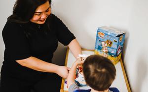 Hazel Pangilinan provides speech therapy at a ShisaCare office in Japan in October 2023.

