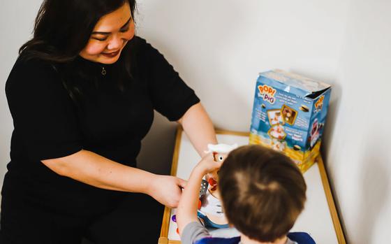 Hazel Pangilinan provides speech therapy at a ShisaCare office in Japan in October 2023.

