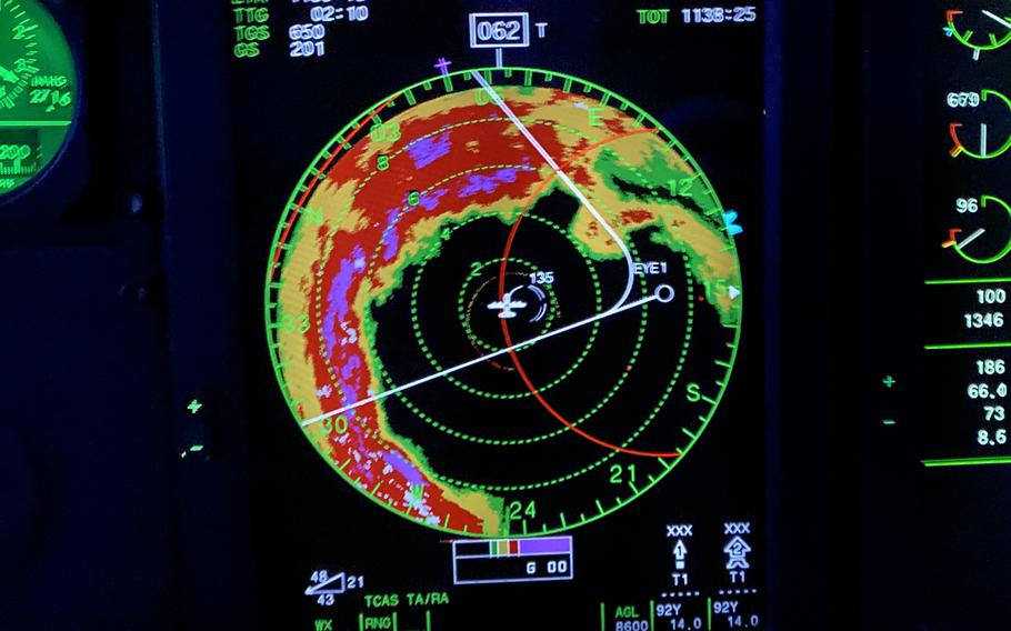 The radar screen as the Hurricane Hunters fly through Hurricane Milton.