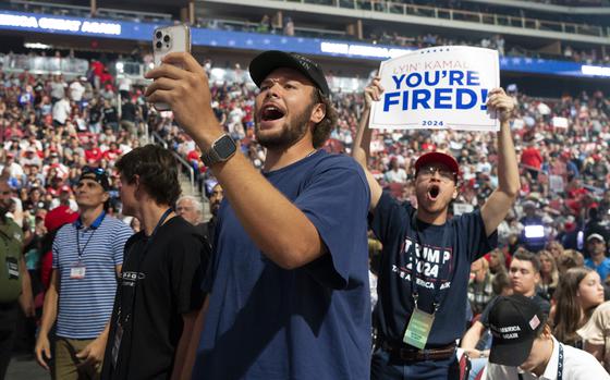 Supporters cheer during a campaign rally for Republican presidential nominee, former U.S. President Donald Trump, at Desert Diamond Arena on Aug. 23 in Glendale, Ariz. The rally, held in partnership with Turning Point PAC and Turning Point Action, came two weeks after Democratic presidential nominee U.S. Vice President Kamala Harris held a rally at the same location. These days, it seems like there’s more political conflict than there used to be. 