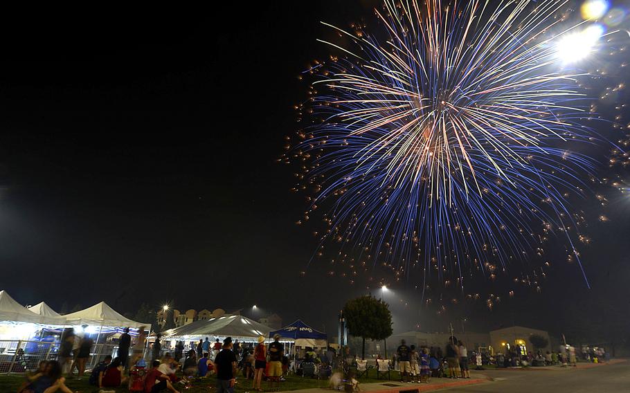 The Independence Day celebration fireworks display at NAS Sigonella, Sicily in 2016. 