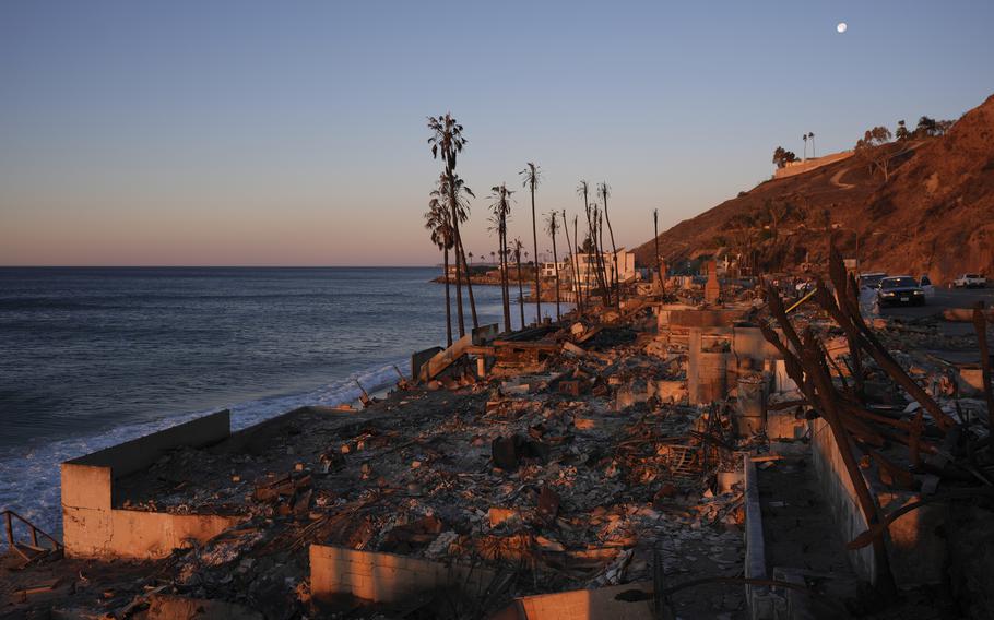 A beach front home destroyed by the Palisades Fire