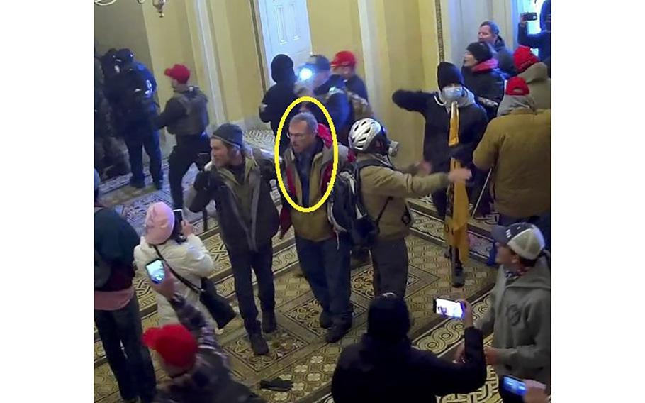 Former Boston Police Office Joseph Robert Fisher appears inside the U.S. Capitol on Jan. 6, 2021, in Washington, D.C. 