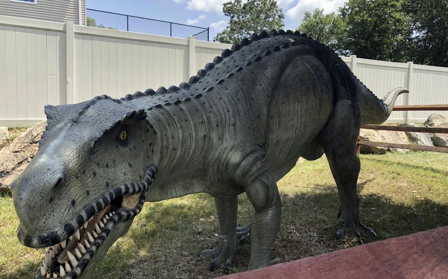 Inside Nature’s Art Village, the Dinosaur Place, a dinosaur-themed adventure park, features more than 60 prehistoric creatures located in Oakdale, Connecticut, June 21, 2024. (Juan King/Stars and Stripes)