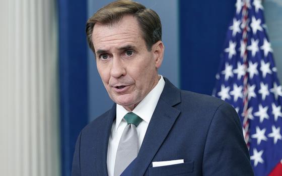 FILE - National Security Council spokesman John Kirby speaks during the ...