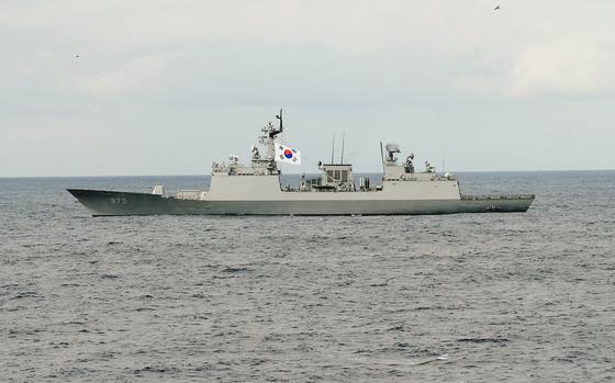 The South Korean navy destroyer ROKS Chungmugong Yi Sun-sin is shown.