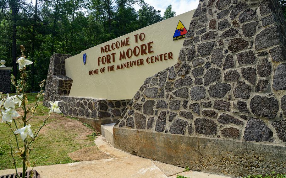Entrance to Fort Moore, Ga., on May 11, 2023.