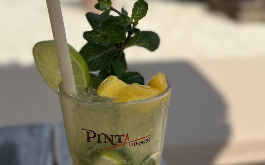 A cocktail served at Pinta Beach's Chamaeleon am See beach club at the Raunheimer Waldsee on May 20, 2024. The lake is just west of Frankfurt Airport.