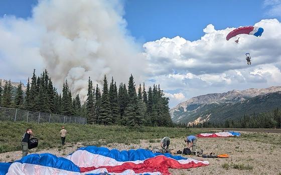 Smokejumpers arrive on the scene at Denali National Park and Preserve on June 30, 2024, to fight a wildfire burning about a mile north of the park's only entrance.