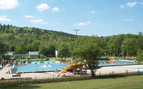 The public Warmfreibad pool in summer. Two teenagers had to call for help after getting stuck in the empty pool on Monday evening.