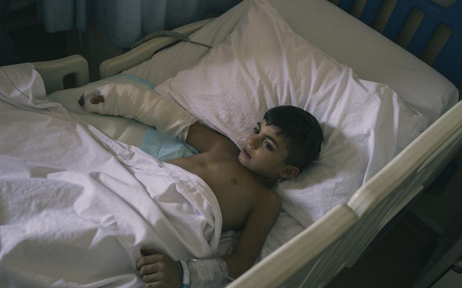 Mohamad Moussawi, 8, was injured in a strike near his home of Nabi Chit. He recovered from the strike, which also injured his two younger siblings, at a hospital in Rayak.