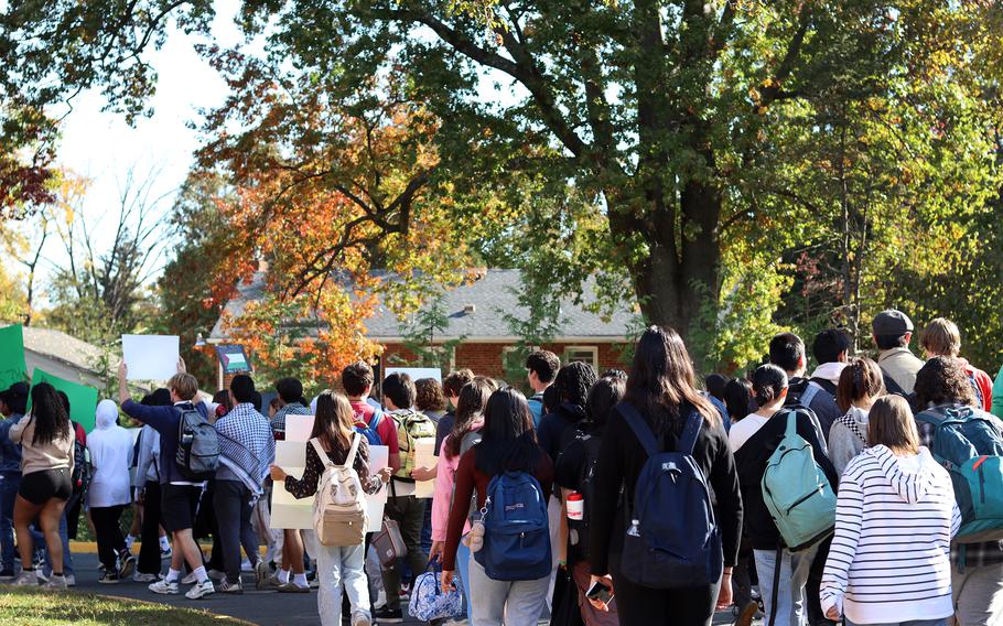 Students at a Virginia high school walked out recently to show support for Palestinians and call for aid to be sent to Gaza. 