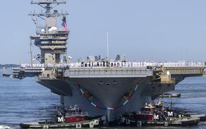 240714-N-JR318-1163 NORFOLK, Va (July 14, 2024) The Nimitz-class aircraft carrier USS Dwight D. Eisenhower (CVN 69) returns to Naval Station Norfolk, July 14, 2024, concluding a nine-month deployment to the Atlantic. Eisenhower, the flagship of the Ike Carrier Strike Group, departed Norfolk October 14, 2023 to conduct a scheduled deployment to U.S. 5th and 6th Fleet area of operations in support of maritime security operations, theater security cooperation efforts, and enhanced vigilance activities operations with NATO Allies and Partners. (U.S. Navy Photo by Mass Communication Specialist 2nd Class Hunter Day)