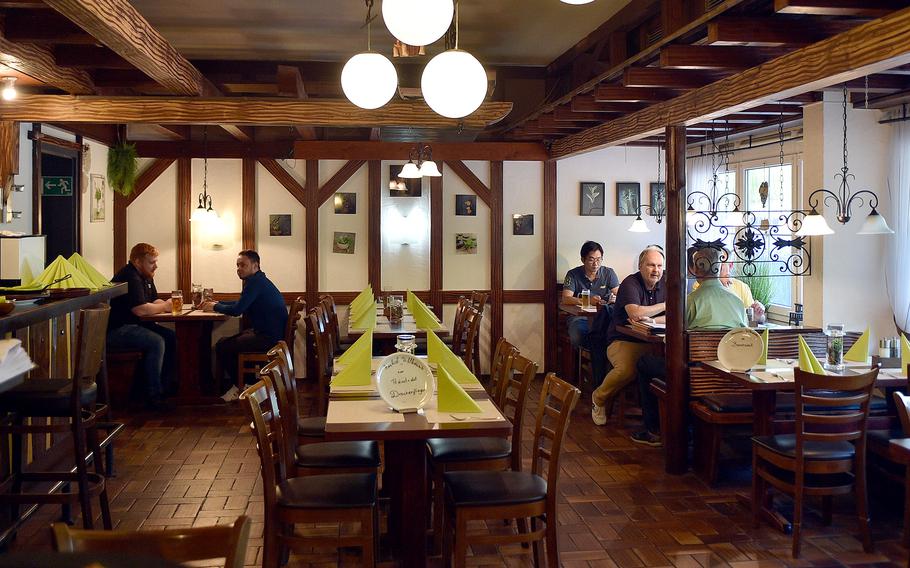 Indoor seating at Bierstadel in Sindelfingen, Germany, can hold up to 90 guests. Reservations are suggested.