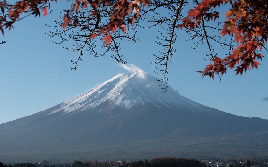 A view of Mount Fuji in Fujikawaguchiko, Japan, on Nov. 28, 2023. 