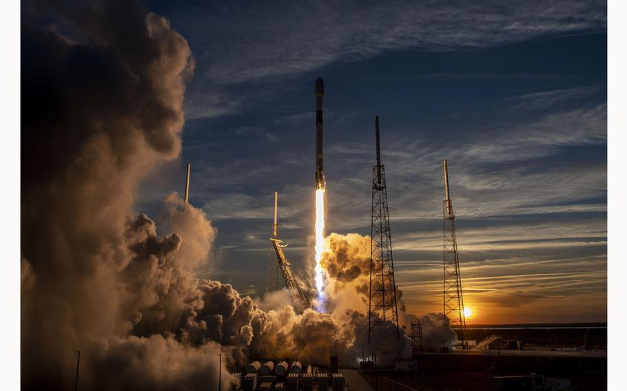 A Falcon 9 rocket launches a Starlink mission from Florida on Feb. 27, 2023. SpaceX shot up three Falcon 9 rockets from Kennedy Space Center in late July, 2024, knocking out the company’s 50th Space Coast launch of the year.