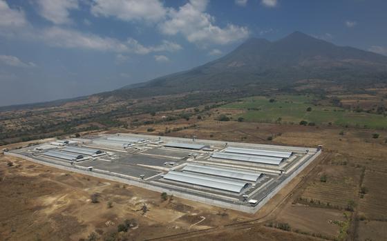 FILE - A mega-prison known as Detention Center Against Terrorism (CECOT) stands in Tecoluca, El Salvador, March 5, 2023. On Wednesday, July 10, 2024, Cristobal, an NGO, reported it had documented the deaths of 261 people, four of them children, who were in Salvadoran state custody, after being detained during the state of exception in force since March 2022. 
