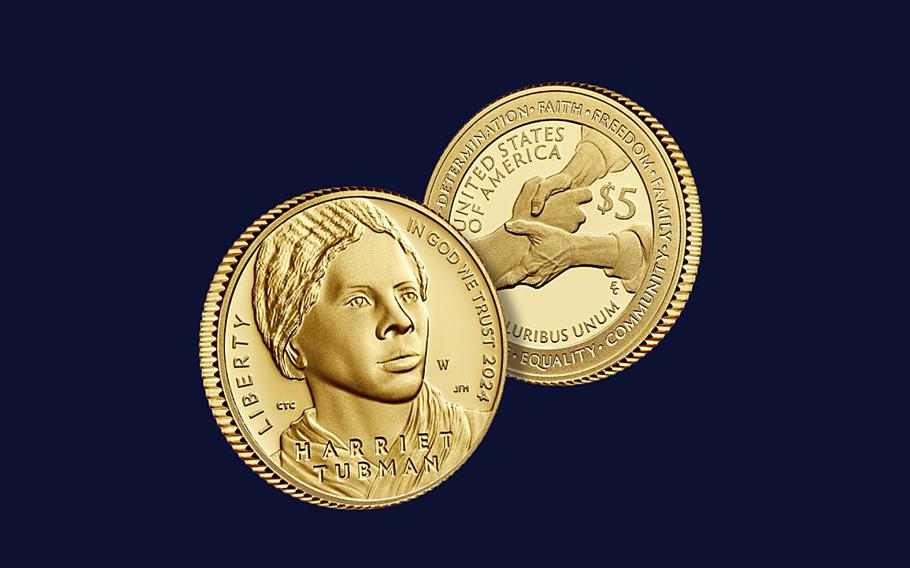 Harriet Tubman commemorative $5 gold coins.