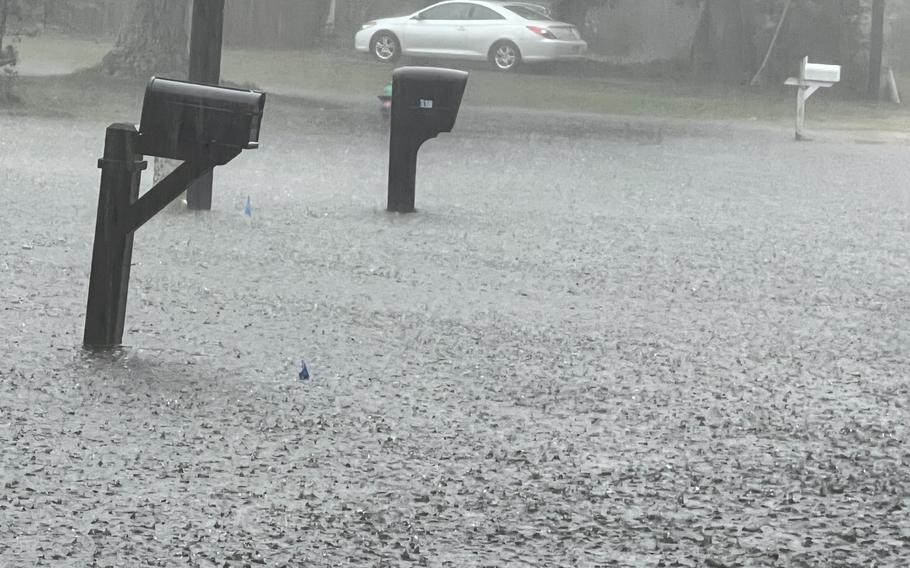 Rain floods roads in Southport, N.C.