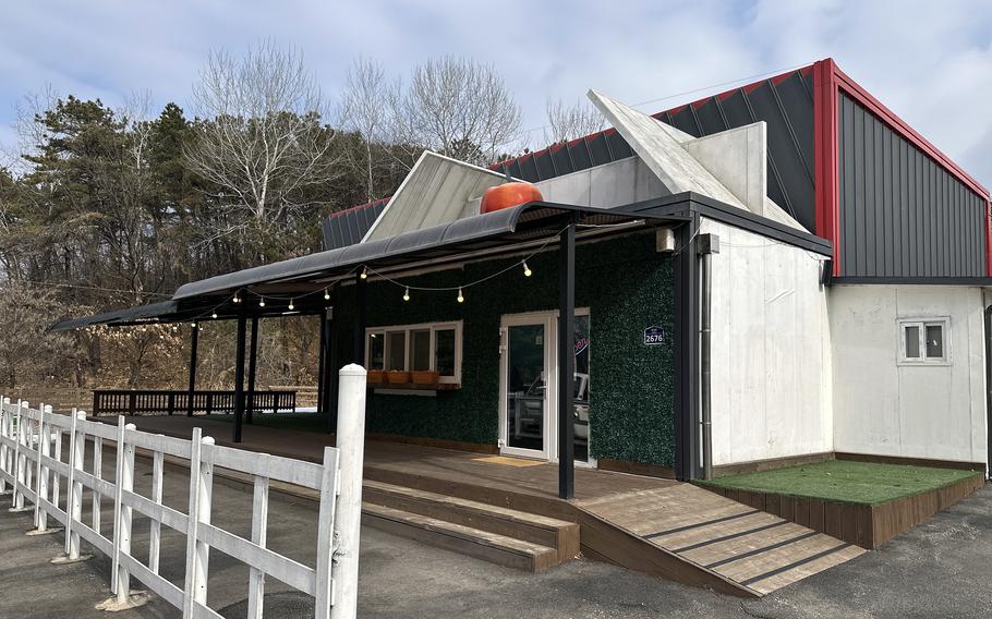 Apple Changko Cafe, near the Rodriguez Live Fire Complex in Pocheon, South Korea, transforms apples from a nearby orchard into fresh pies, tarts and turnovers. 