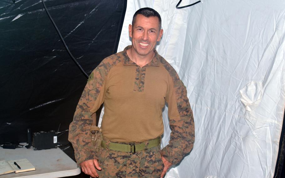 The commander of Marine Rotational Force – Darwin, Col. Brian Mulvihill, poses at Mount Bundey Training Area in Australia's Northern Territory, July 24, 2024.