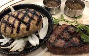 The hamburger steak and ribeye combination from Sizzler in Japan.