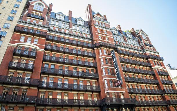 The facade of the Hotel Chelsea in New York City. 