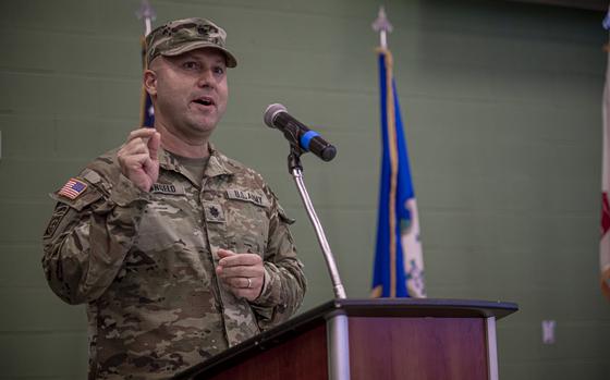 U.S. Army Lt. Col. Giancarlo D’Angelo, battalion commander for the ...