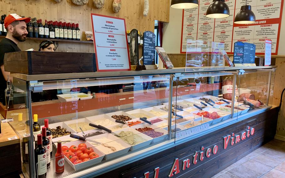 Inside an Italian sandwich shop.