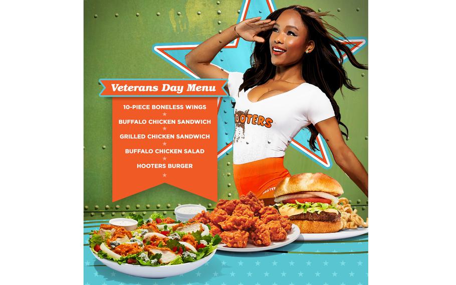 Veterans Day menu at Hooters