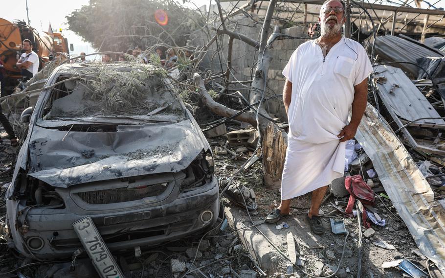 Destruction caused by the bombing of a house in central Khan Younis on Tuesday, Nov. 7, 2023.