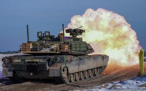 A U.S. M1A2 Abrams tank operated by a Polish crew fires during gunnery qualifications at Nowa Deba Training Area, Poland, on Jan. 16, 2024. The first U.S. shipment of M1A2 Abrams tanks to Poland under a 2022 contract recently arrived, Defense Minister Wladyslaw Kosiniak-Kamysz said Jan. 18, 2025.