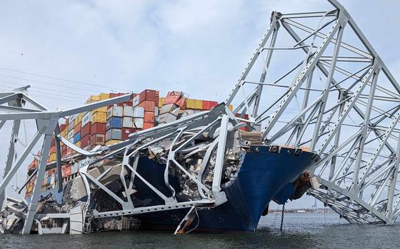 U.S. Army Corps of Engineers staff onboard Hydrographic Survey Vessel CATLETT observe the damage resulting from the collapse of the Francis Scott Key Bridge in Baltimore, March 26, 2024. In accordance with USACE’s federal authorities, USACE will lead the effort to clear the channel as part of the larger interagency recovery effort to restore operations at the Port of Baltimore.