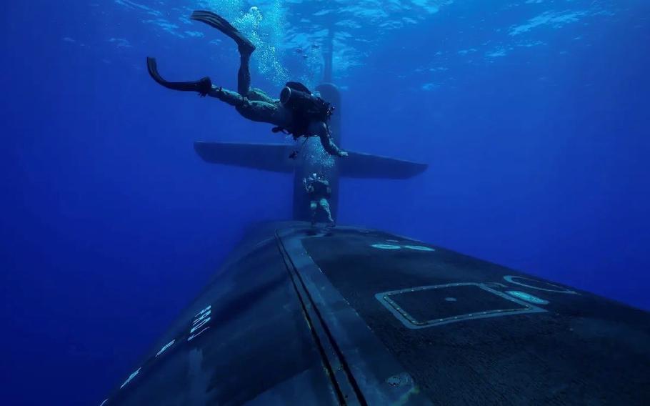 The submarine USS Georgia underway in the Mediterranean Sea.