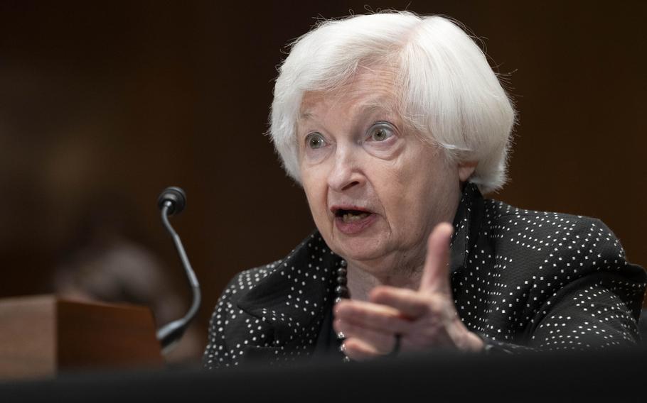 Treasury Secretary Janet Yellen testifies during a Senate Appropriations Subcommittee hearing, June 4, 2024, on Capitol Hill in Washington. 