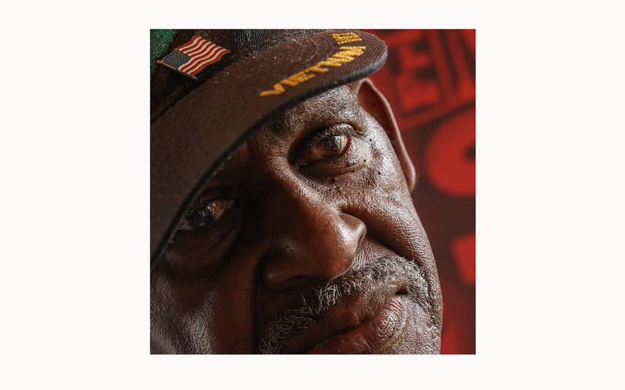 Marines veteran Roosevelt Randolph, 77, is photographed as Black military veterans gathered daily to share memories, stories, and fellowship at a local McDonald’s on March 28, 2024 in Miami, Florida.