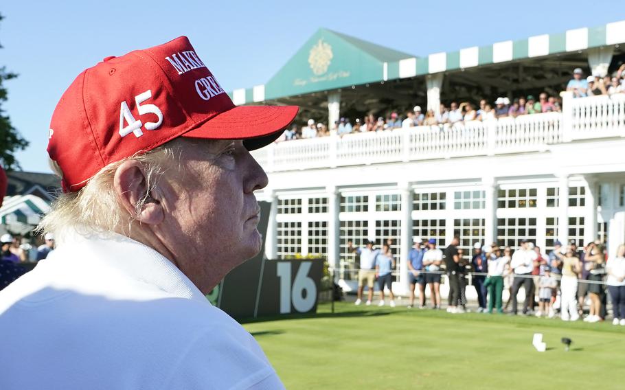 President-elect Donald Trump’s side profile seen at a golf course.