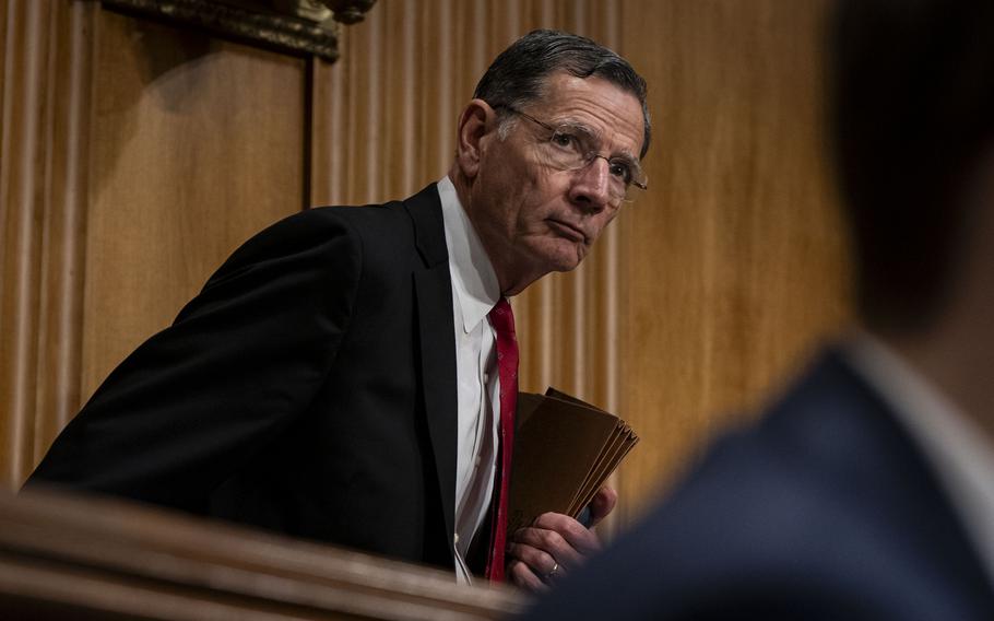 Sen. John Barrasso arrives as the Senate Foreign Relations Committee holds hearings in November on U.S. national security interests in Ukraine.