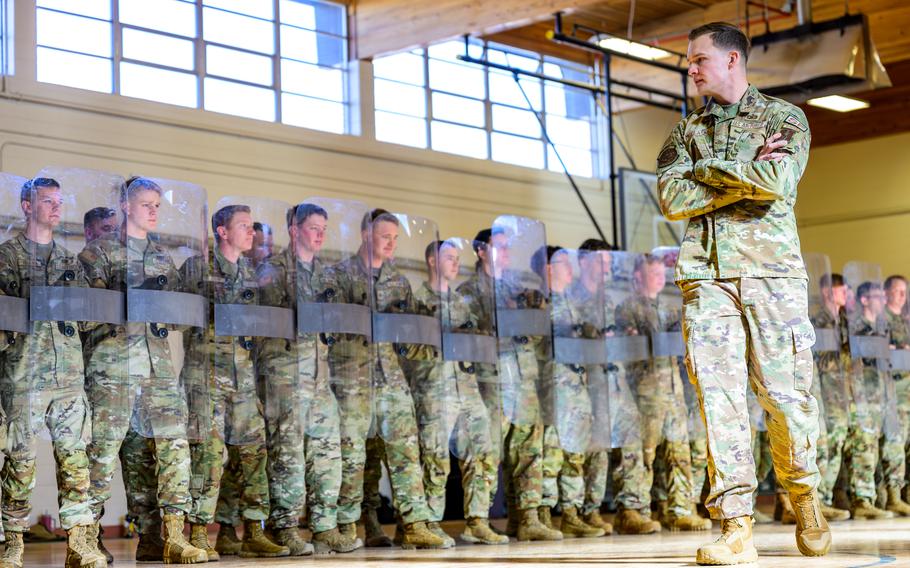 Tech. Sgt. James McClaskey instructs soldiers and airmen