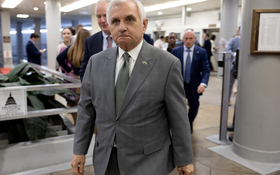 Sen. Jack Reed (D-R.I.) walks to vote on the government funding bill at the U.S. Capitol on Sept.18, 2024