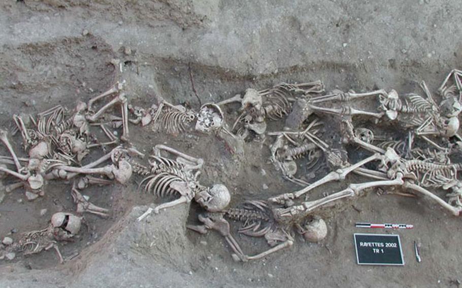 Bubonic plague victims in a mass grave in Martigues, France.