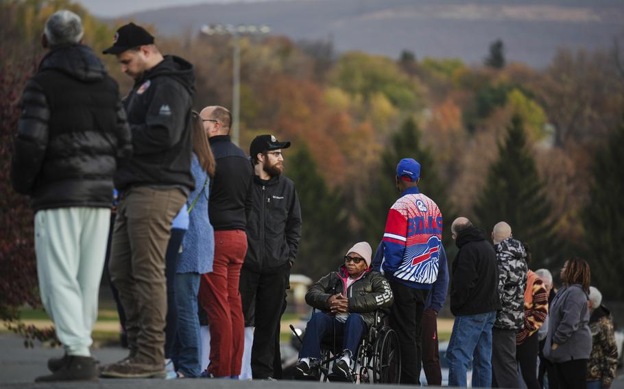 74-year-old Liza Fortt waits in line to vote in Scranton, Pa., on Election Day, Nov. 5, 2024.