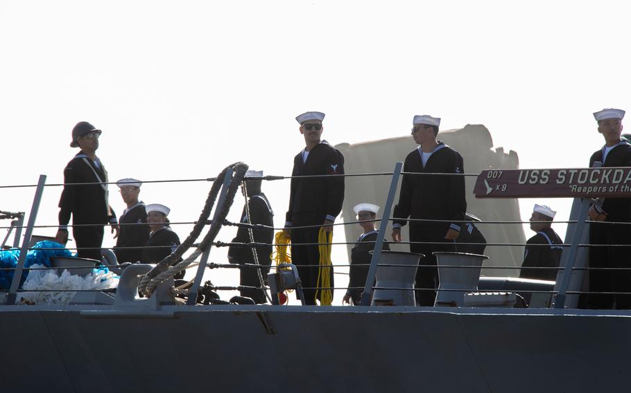 Sailors on board the USS Stockdale